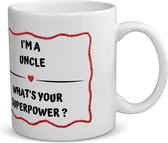 Akyol - i'm a uncle what's your superpower? koffiemok - theemok - Oom - super oom - verjaardag - cadeautje voor oom - oom artikelen - kado - geschenk - 350 ML inhoud