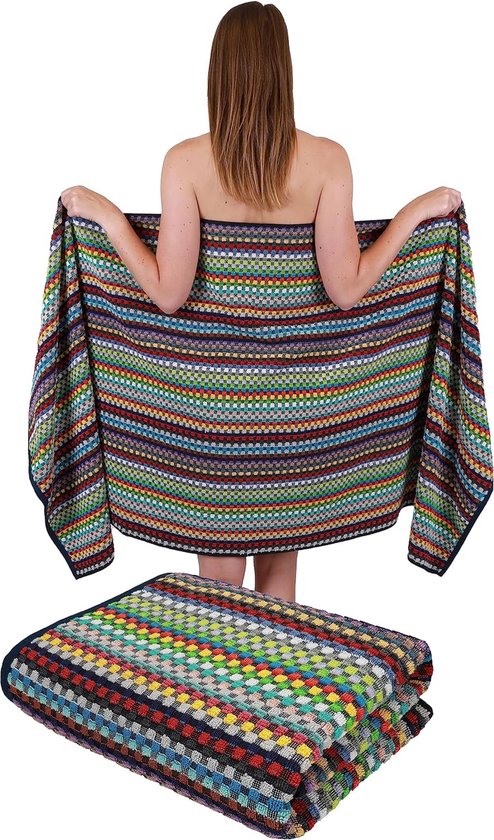 Bath Towels XXL Bath Towels Sauna Towel Bath Towel 100% Cotton Bath Towel Checked Colourful Size 80 x 200 cm Pack of 2