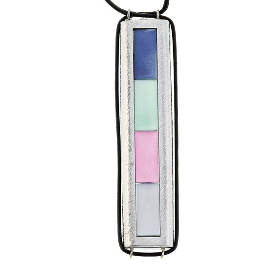 Behave Lange ketting - Zwart touw met multi-color fantasie hanger