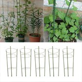 Tomaten klimhulp, set van 5, in hoogte verstelbare ringen, plantenstokken, balkon, bloembed, kunststof, 60 cm lang, groen