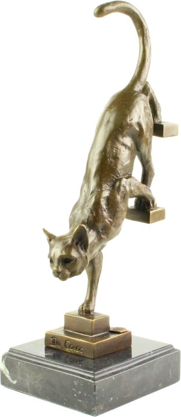Kat - Bronzen Beeld - Katten Beeldjes - Katten Decoratie - Brons Beeldje - Huis en Tuin beeld Sculptuur - Interieur Woondecoratie - Poes Huisdieren - Kattenbeeld - 15x10x30
