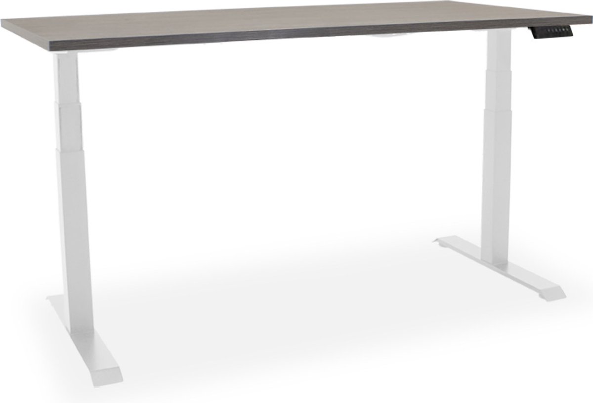 Elektrisch zit-sta bureau Essential NPR - 160x80cm - dark oak/wit