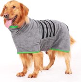 Lexium Hondenbadjas - Maat XXL - Grijs & Groen - Badjas Voor Honden - Honden Badjas