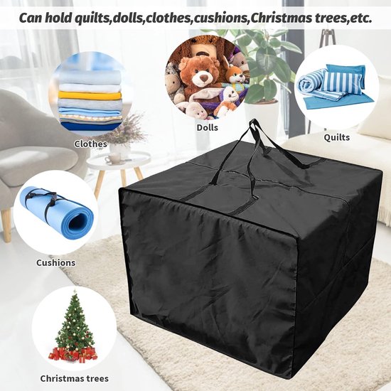 Perel Sac De Rangement Pour Coussins D’Extérieur 75x75x90 Cm - Housse Coussin Jardin Imperméable Gris