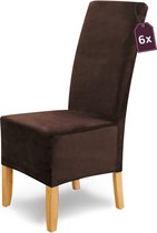 -Home Stretch Chair Covers Velvet Puma Velvet/Velour Chair Covers Brown Set of 6/Chair Covers Swing Chairs / Tension Chair Covers Long/Elegant Chenille Chair Cover