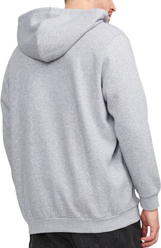 Man met grijze hoodie, van achteren gezien.