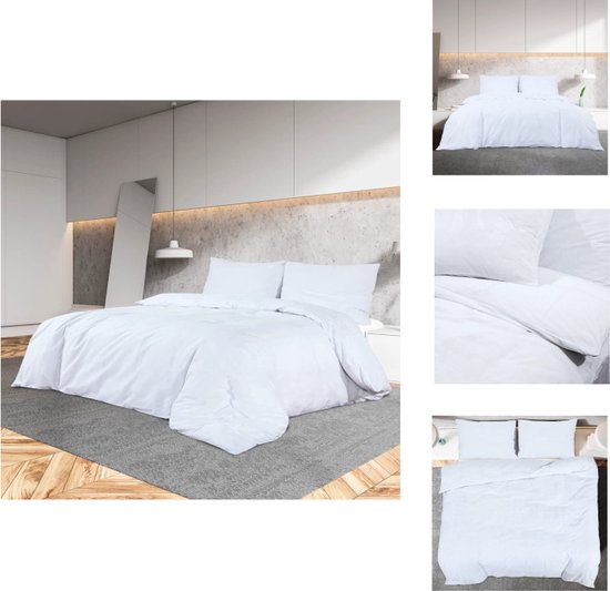 vidaXL Dekbedovertrek - Comfortabel - Beddengoed - 140 x 200 cm - Ken- Wit - Dekbedovertrek