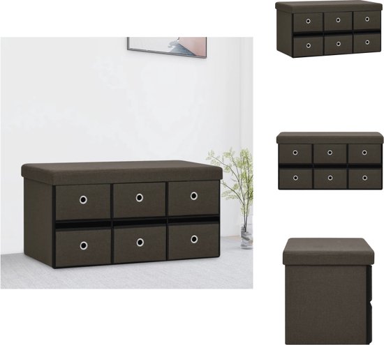 vidaXL Halbank Opbergbank - Donkerbruin - 76 x 38 x 38 cm (B x D x H) - Kunstlinnen MDF - 6 Lades - Hocker