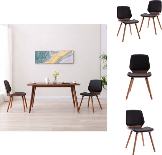 vidaXL Eetkamerstoelen - Set van 2 - Kunstleer - Zwart - 48x62.5x85 cm - Eetkamerstoel