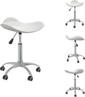 vidaXL Chaise de bureau ronde 44x44 cm - Simili cuir Wit Rotatif à 360° - Réglable - Chaise de bureau