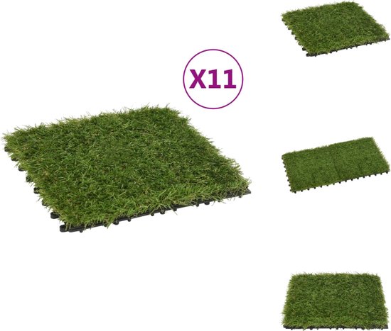 vidaXL Grastegel - 30 x 30 cm - Onderhoudsvrij - Opgepakt - Zachte en comfortabele kunstgras tegels - Kunstplant