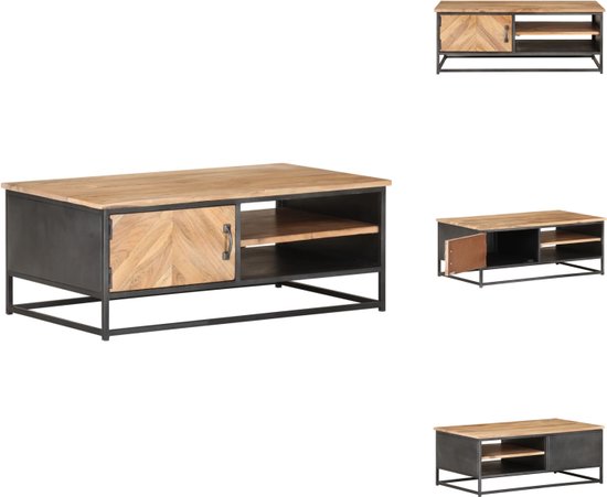 vidaXL Table basse en bois - Bois d'acacia Massief - 90 x 50 x 35 cm - Stable et durable - Table
