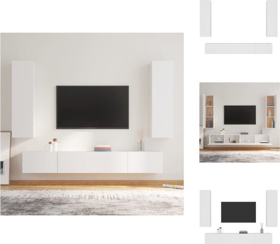 vidaXL Tv-meubelset Classic - 2x 100x30x30 cm - 2x 30.5x30x110 cm - wit - Kast