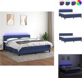 vidaXL Boxspring Bed - Blauw - 203 x 160 x 78/88 cm - Verstelbaar hoofdbord - Pocketvering Matras - Huidvriendelijk Topmatras - Kleurrijke LED-verlichting - Inclusief montagehandleiding - Bed