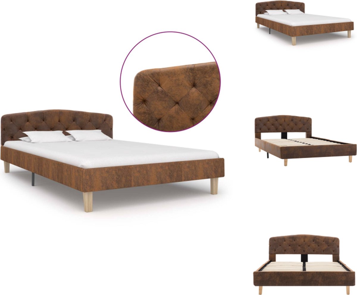 VidaXL Bedframe Klassiek Houten 120x200 cm Bruin Bed