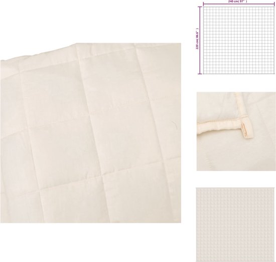 vidaXL Couverture lestée - Couvertures lestées - Couverture - Beddengoed - Couverture lestée 220x240 cm 15 kg Tissu Crème légère