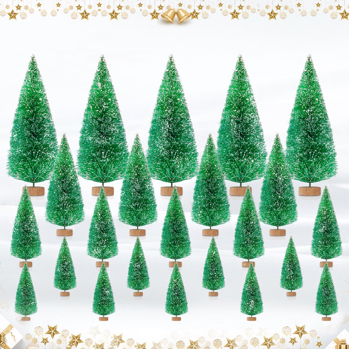 Fuleadture Set van 35 Mini Kunstkerstbomen - Miniatuur Decoratie - Kerstboom met Sneeuw - Klein - Kerstboom Tafeldecoratie