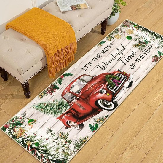Kerstmis Keuken Loper Tapijt, Anti-Slip Wasbaar Gebied