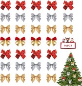 96 pièces de nœuds pour Noël, décorations d'arbre de Noël, quatre mini nœuds de Noël différents, adaptés pour les cadeaux, l'emballage, les fournitures d'artisanat, la décoration de Noël (4 couleurs)