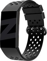 Bandz sport band 'Sport Air' geschikt voor Fitbit Charge 3 / Charge 4 - Hoogwaardig siliconen materiaal bandje - Ideaal voor sportief gebruik - zwart siliconen bandje - maat S