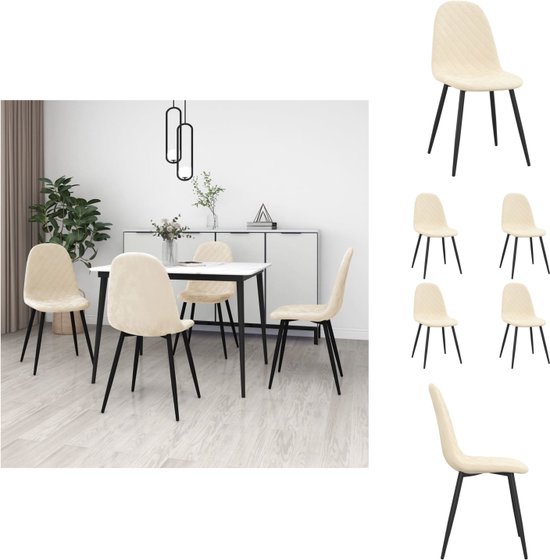 vidaXL Chaises de salle à manger - Chaises de cuisine - 45 x 53,5 x 87 cm - Velours crème - Chaise de salle à manger