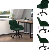 vidaXL Draaibare Kantoorstoel - Donkergroen Fluweel - 56x61x78-86 cm - Verstelbare hoogte - Stabiel frame - Flexibele rolbare stoel - vidaXL - Bureaustoel