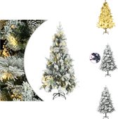 vidaXL Kerstboom Hinged - 225 cm - PVC/PE/steel - LEDs - Green - white - Decoratieve kerstboom