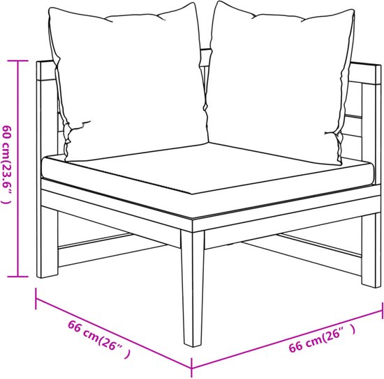 vidaXL Ensemble de jardin Bois d'acacia - 175x66x60 cm - kussen gris foncé - Ensemble de jardin