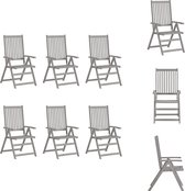 vidaXL verstelbare stoelenset - acaciahout - 57x69x110cm - grijs - Tuinstoel