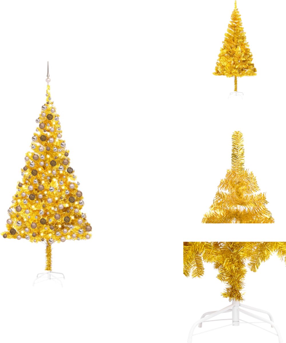vidaXL Kunstkerstboom Goud - 210 cm - LED Verlichting - USB-aansluiting - Decoratieve kerstboom