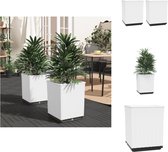 vidaXL Plantenbakken - Plantenbakken - 30 x 30 x 37 cm - Wit - Polypropeen - Bloempot