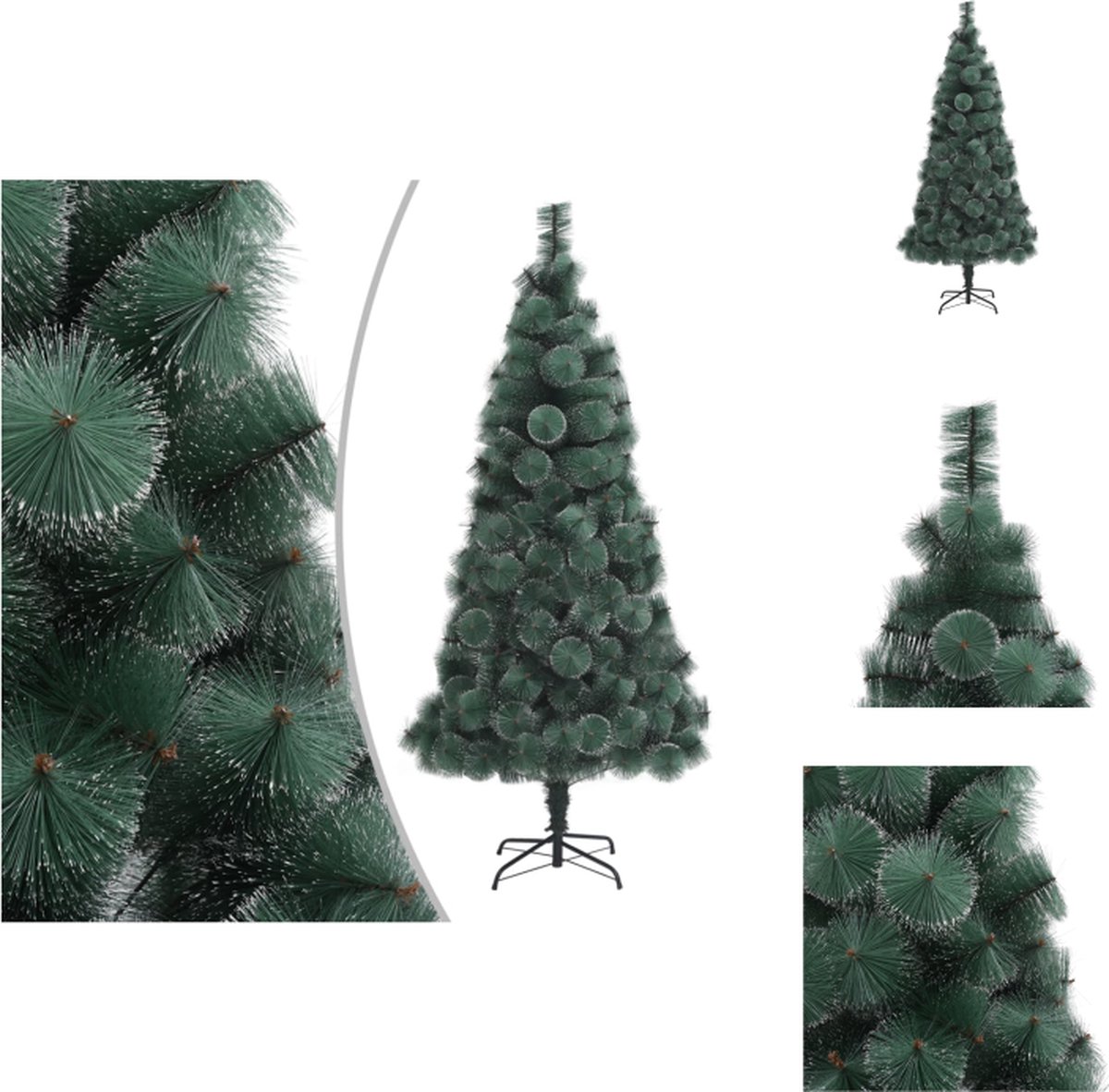 vidaXL Kunstkerstboom Deluxe - 150 cm - Groen PET - Staal - Decoratieve kerstboom