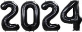 Folie Ballon Cijfer 2024 Oud En Nieuw Versiering Nieuw Jaar Feest Artikelen Happy New Year Decoratie Zwart - 70 cm