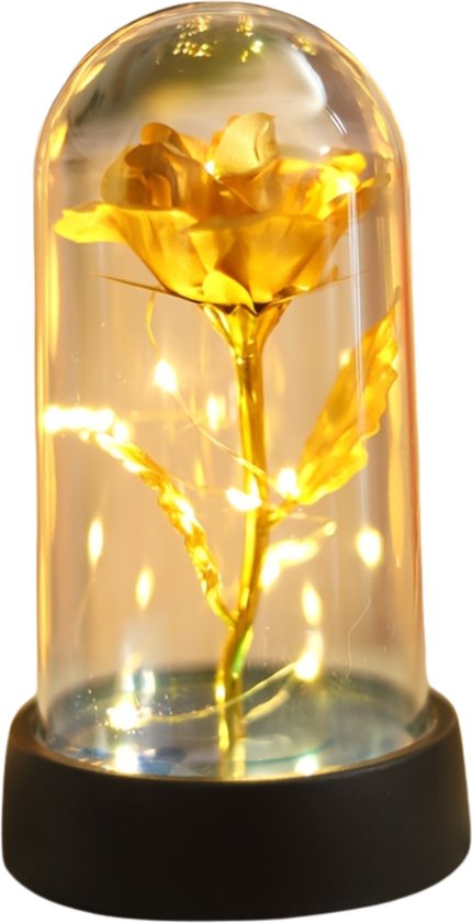 Livano Roos In Glas - In Stolp - Galaxy - Roos In Glazen Stolp - Roos In Doos - Onsterfelijke Roos In Glas - Valentijn Cadeautje Voor Haar - Valentijn Cadeautje Voor Hem - Goud