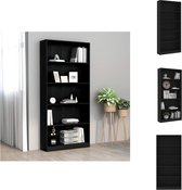 vidaXL Boekenkast - Zwart - 80 x 24 x 175 cm - Met 5-laags design - Kast