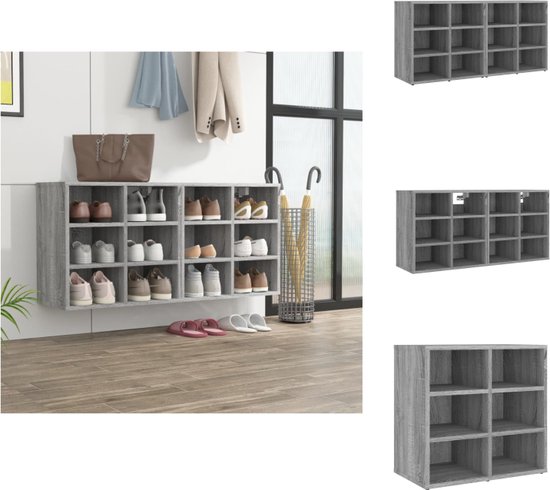 vidaXL Schoenenkast - Grijs Sonoma Eiken - 52.5 x 30 x 50 cm - 2 stuks - Kast