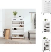 vidaXL Schoenenkast - Hoogglans wit - 60 x 35 x 105 cm - Duurzaam hout - Praktisch ontwerp - Inclusief bevestigingsmateriaal - Kast