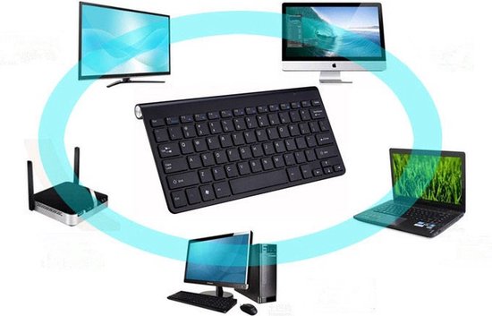Draadloos Toetsenbord (QWERTY) Keyboard Wireless Universeel Draadloos Bluetooth - Toetsenbord Geschikt voor: Smart TV Box / Tablet / Computer Laptop (Windows) PC / Apple Mac / iPad / Samsung / iPhone / Macbook / iMac / Android - zwart - LB