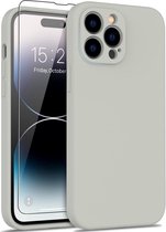 Lunso - Geschikt voor iPhone 15 Pro Max - Hoesje Flexibel silicone Backcover - Beige