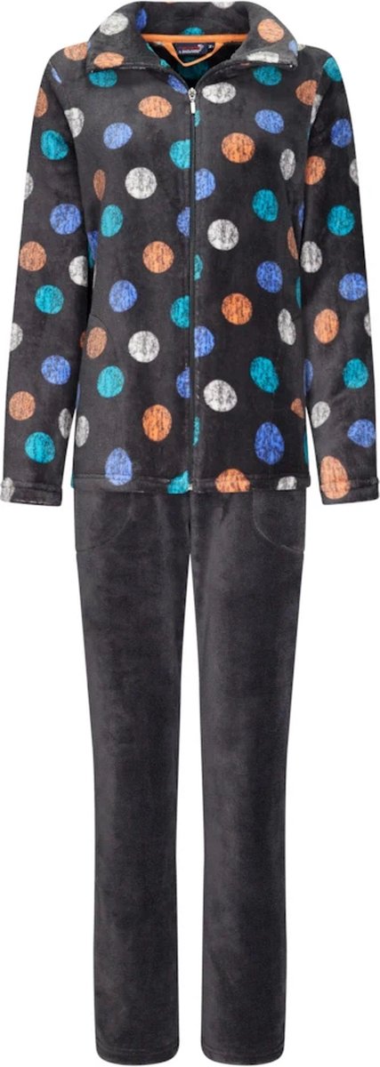 Rebelle dames huispak fleece - maat 46 - Coloured dots - grijs