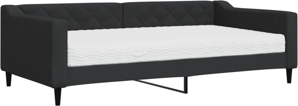 vidaXL Slaapbank - met - matras - 100x200 - cm - stof - zwart