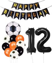 Cijfer Ballon 12 | Snoes Champions Voetbal Plus - Ballonnen Pakket | Oranje en Zwart