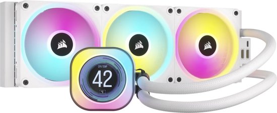Corsair iCUE LINK H150i LCD White - Vloeistofkoelsysteem processor - afmeting radiator: 360 mm voor Intel LGA: 1700, 1200, 115X - AMD AM5, AM4 - koper, aluminium - 3x iCUE LINK QX120 RGB fans - wit