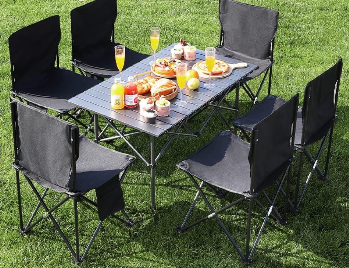 Table de camping + 4 chaises + sac de transport pliant léger petit portable  pour pique-nique, festival, barbecue, randonnée, pêche - Cdiscount Jardin