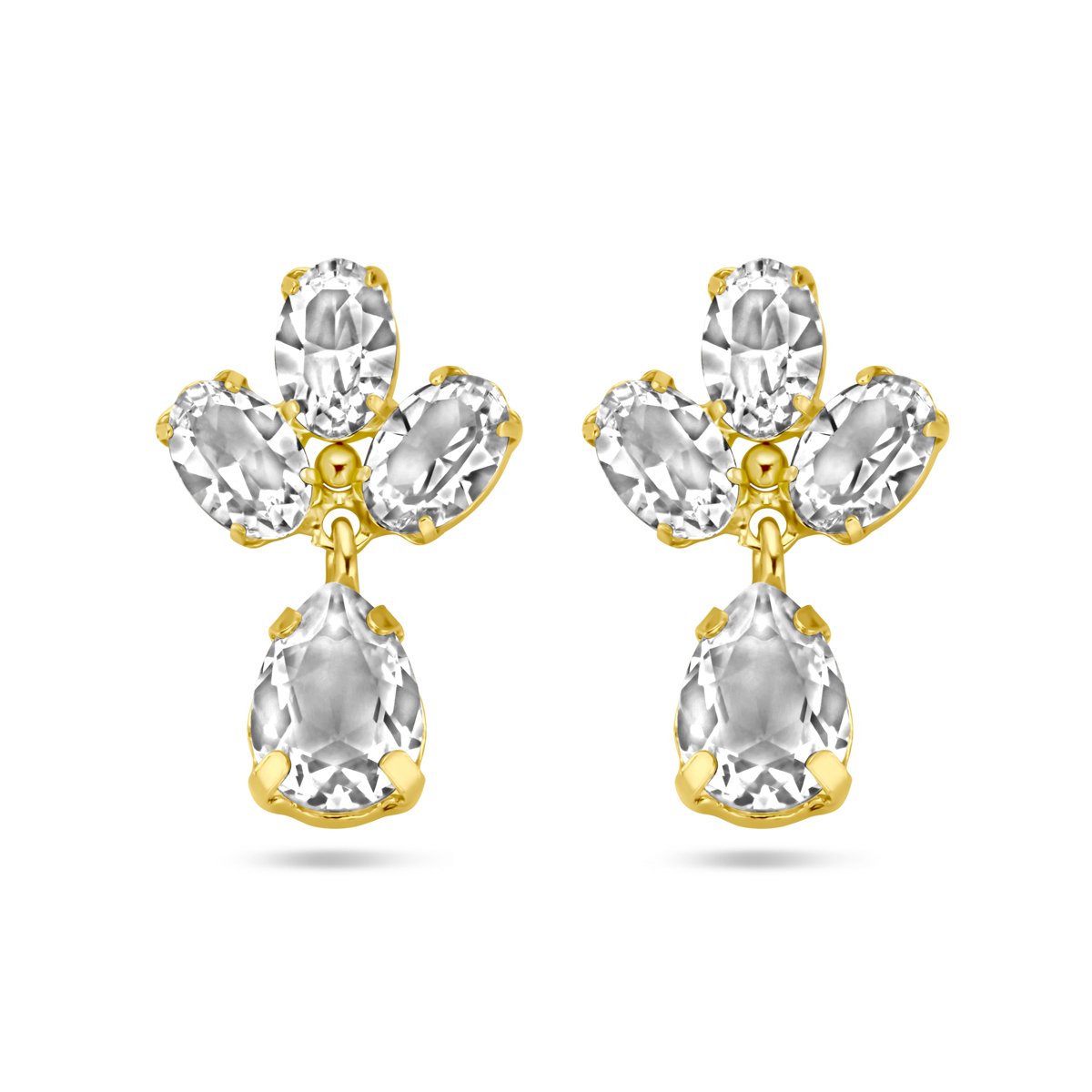 YO&NO - Oorbellen - Zilver verguld - Oorhanger - swarovski kristal - Steker - 20/12mm - Sieraden Vrouw - Zilver 925