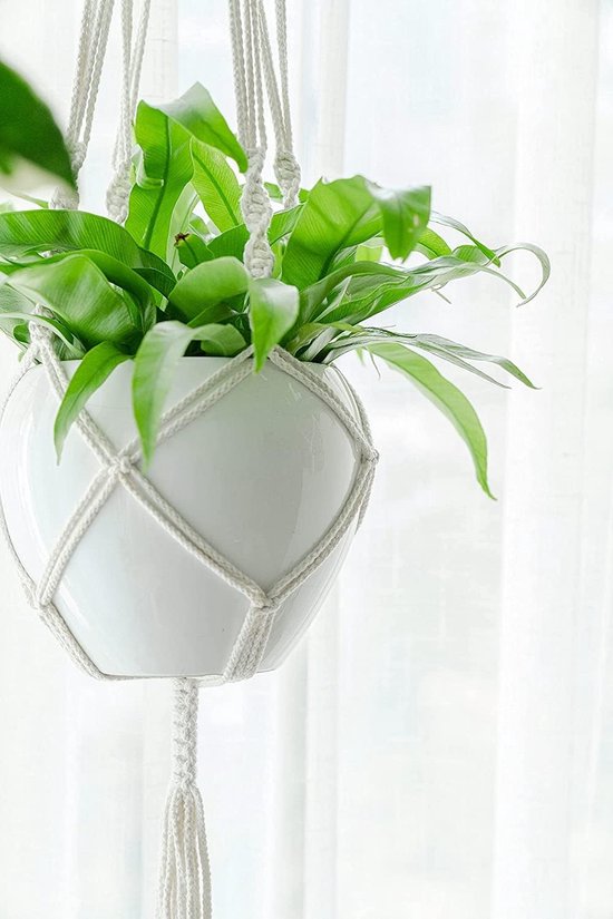 Set van 3 boho macramé plantenhangers - decoratie voor binnen en buiten - hangmanden