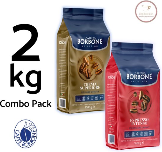 Caffè Borbone - Combo Pack Intenso Espresso + Crema Superiore - Grains de  café 2x 1 KG
