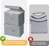 Pack of 4 Storage Boxes with Lid, Foldable Storage Box with Handle, Fabric Storage Baskets, Wardrobe Organiser, Folding Box for Clothes, Books, Light Grey