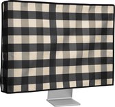 kwmobile stoffen beschermhoes voor monitor - geschikt voor 24-26" Monitor - Afdekhoes van linnen - In zwart / lichtgrijs / wit Geruit design
