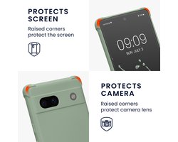 kwmobile telefoonhoesjegeschikt voor Google Pixel 7a - Hoesje van siliconen met telefoonkoord - In grijsgroen